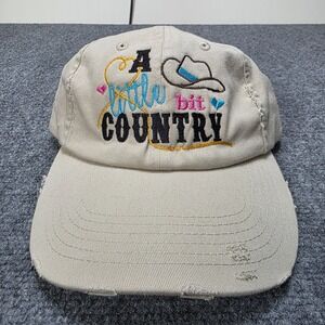 Distressed Baseball Cap A Little Bit Country Embroidered Blue Hat Women Cowgirl